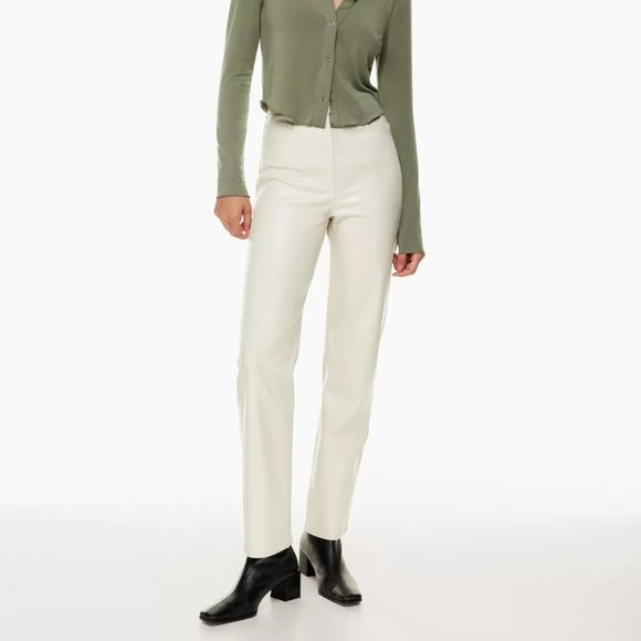 Aritzia Wilfred Matte Pearl Melina Super High Rise Straight Vegan Leather Pants - Picture 1 of 9
